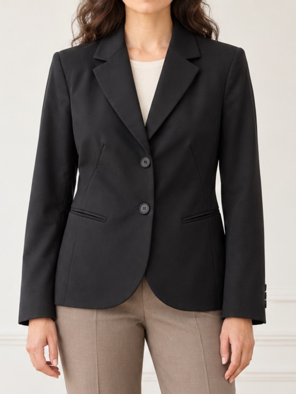 Lafayette 148 New York Blazer 12 Black Virgin Wool Stretch Tailored Suit Jacket